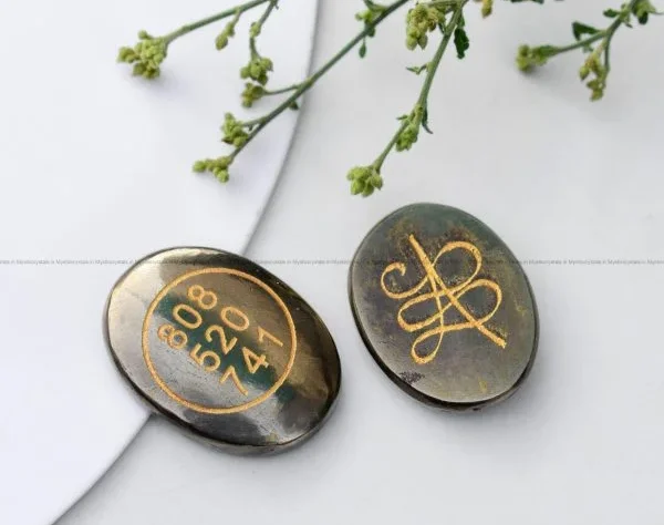 Golden Pyrite Zibu symbol Cabochon